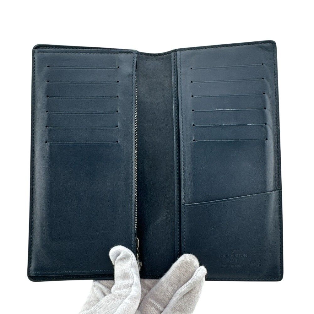 Louis Vuitton Damier Infini Portefeuille Brazza Leather Navy Wallet Bifold — view 6
