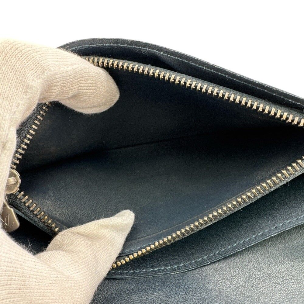 Louis Vuitton Damier Infini Portefeuille Brazza Leather Navy Wallet Bifold — view 8