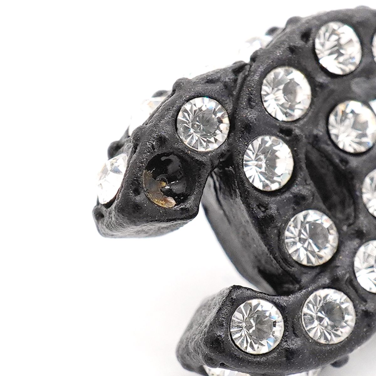 Chanel Earrings CC Logo Plastic Metal Rhinestone Silver Black — view 6