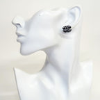 Chanel Earrings CC Logo Plastic Metal Rhinestone Silver Black — view 5
