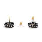 Chanel Earrings CC Logo Plastic Metal Rhinestone Silver Black — view 3