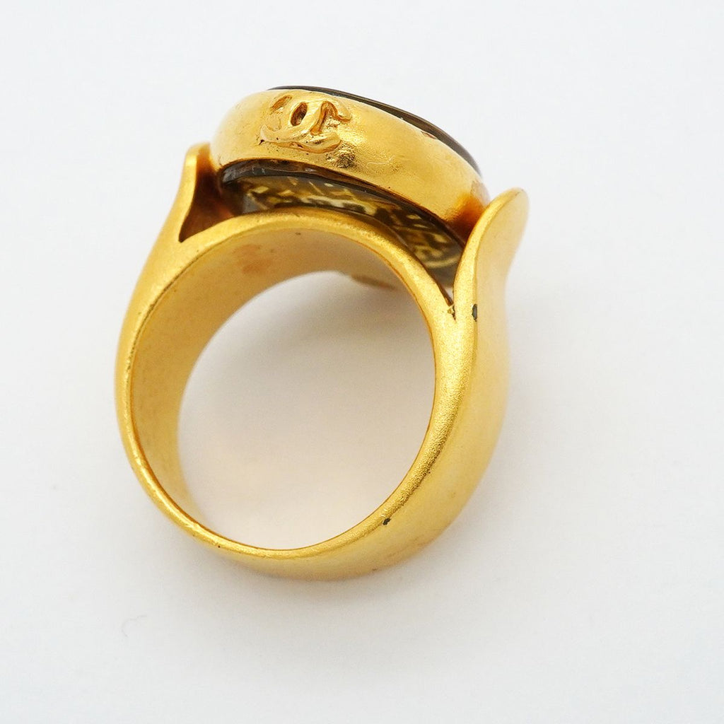 Chanel Ring Vintage CC Logo Gold Plated Gripoix — view 7