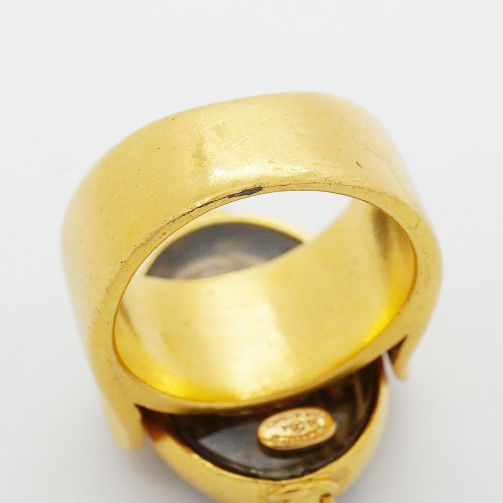 Chanel Ring Vintage CC Logo Gold Plated Gripoix — view 8