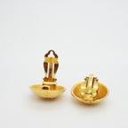 Chanel Earrings Vintage CC Logo Round Circle Gold Plated — view 3