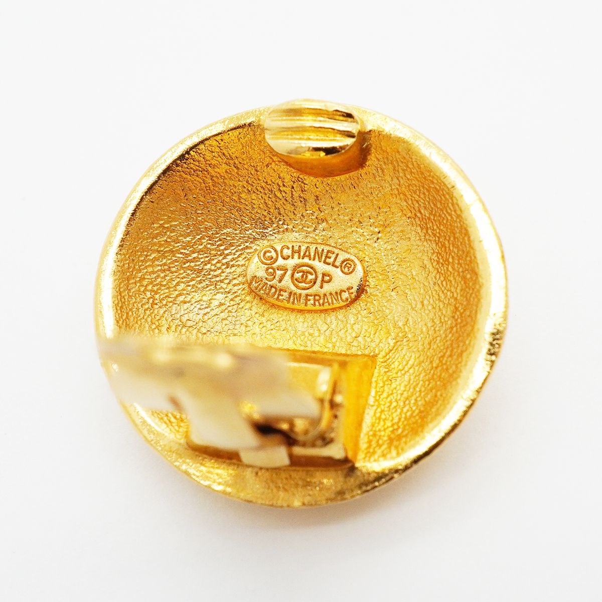 Chanel Earrings Vintage CC Logo Round Circle Gold Plated — view 4