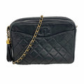Chanel Shoulder Bag Quilted Lambskin Black Gold