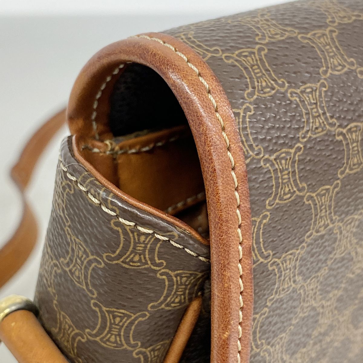 Celine Shoulder Bag Macadam Brown Gold — view 7