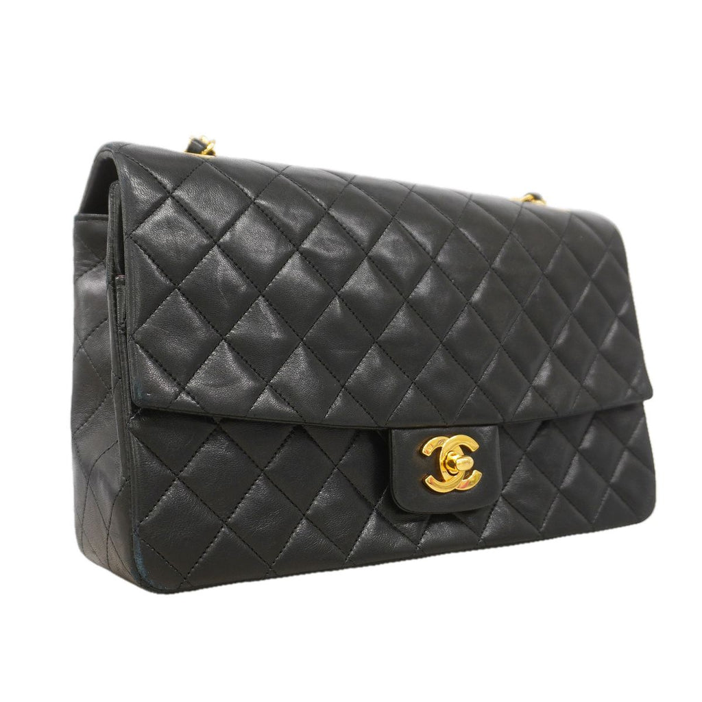 Chanel Shoulder Bag Quilted Lambskin Black Gold — view 2