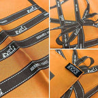 Hermes Carre 45 Scarf Bolduc Au Ribbon Pattern Orange Silk — view 3