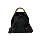 Gucci Vintage Gucci Bamboo Suede Leather Backpack Black — view 3