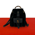 Gucci Vintage Gucci Bamboo Suede Leather Backpack Black