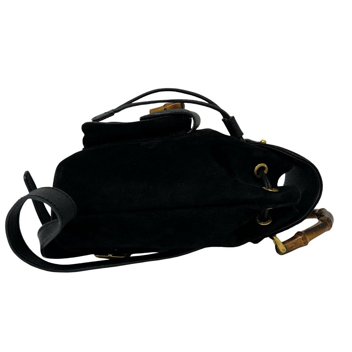 Gucci Vintage Gucci Bamboo Suede Leather Backpack Black — view 6
