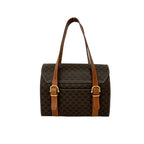 Celine Vintage Macadam Blason Pattern Logo Leather Mini Boston Bag Brown — view 3
