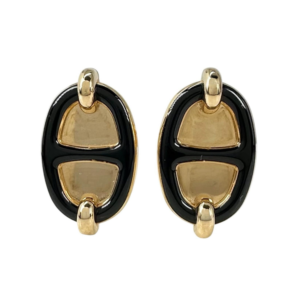 Hermes Mini Maillon Earrings Metal Black