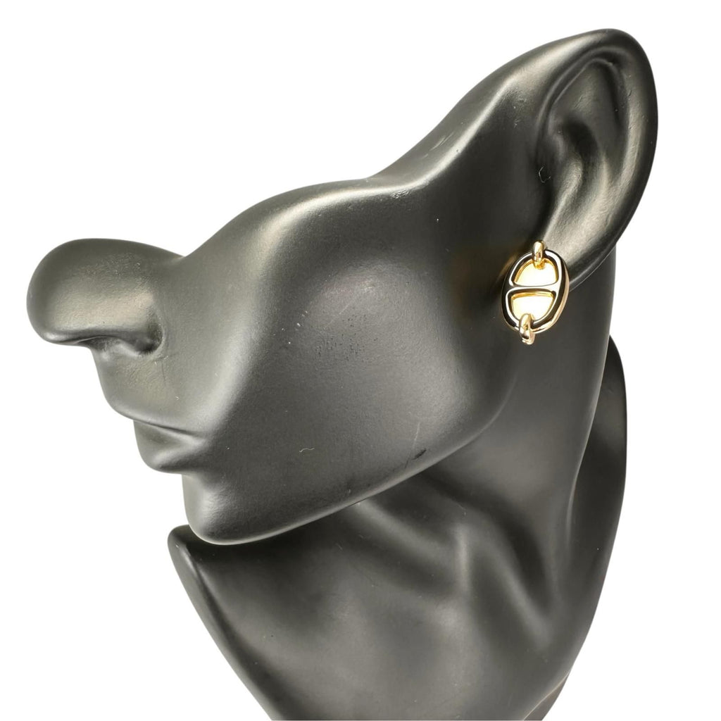 Hermes Mini Maillon Earrings Metal Black — view 2