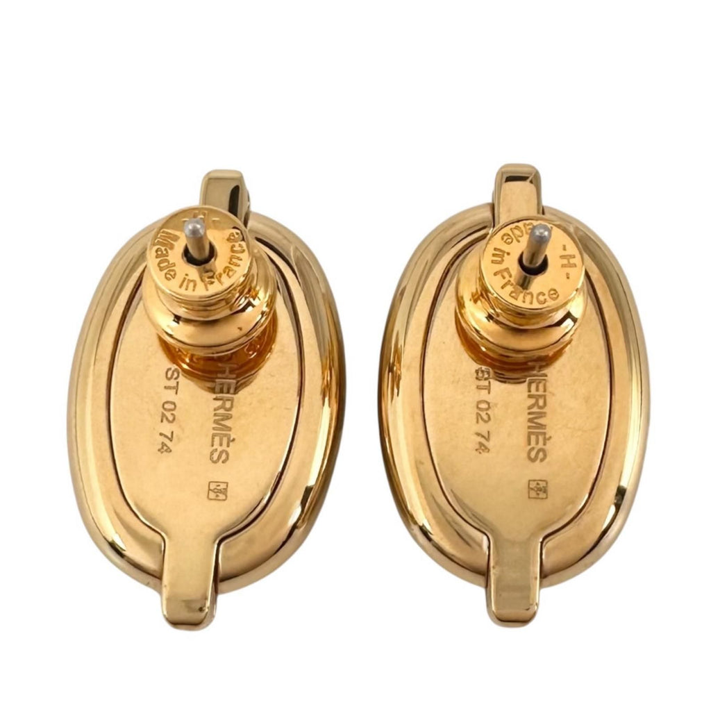 Hermes Mini Maillon Earrings Metal Black — view 3