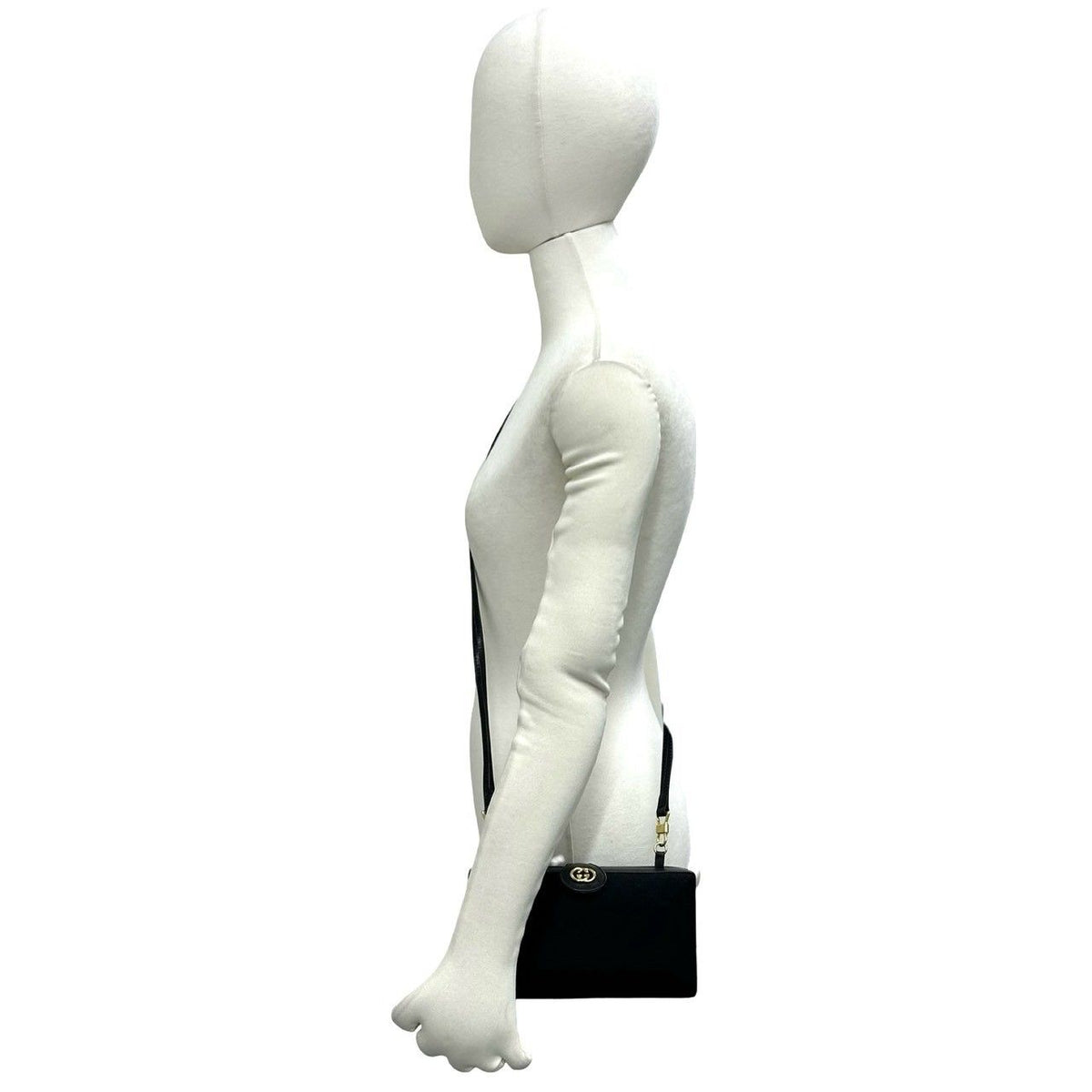 Gucci Vintage Micro GG Interlocking G Canvas Leather Shoulder Bag Black — view 2