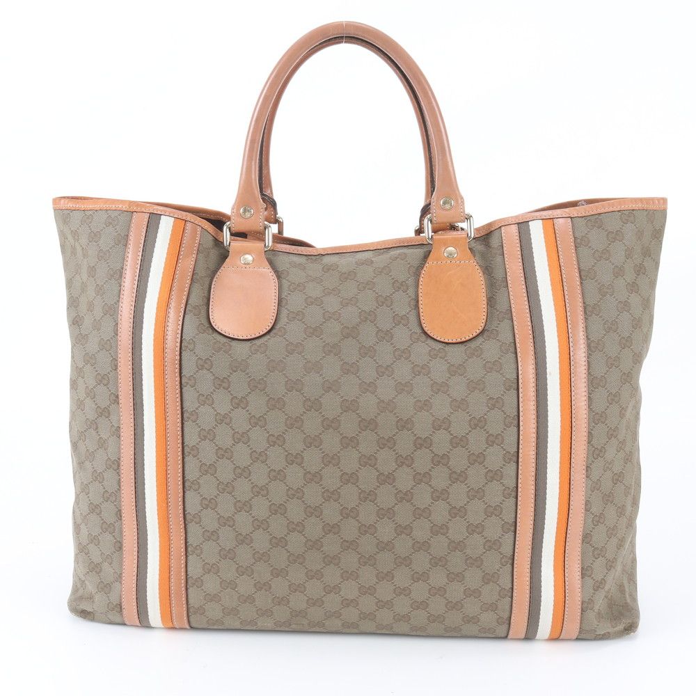 Gucci GG Canvas Leather Tote Bag Shoulder Business Document — view 3