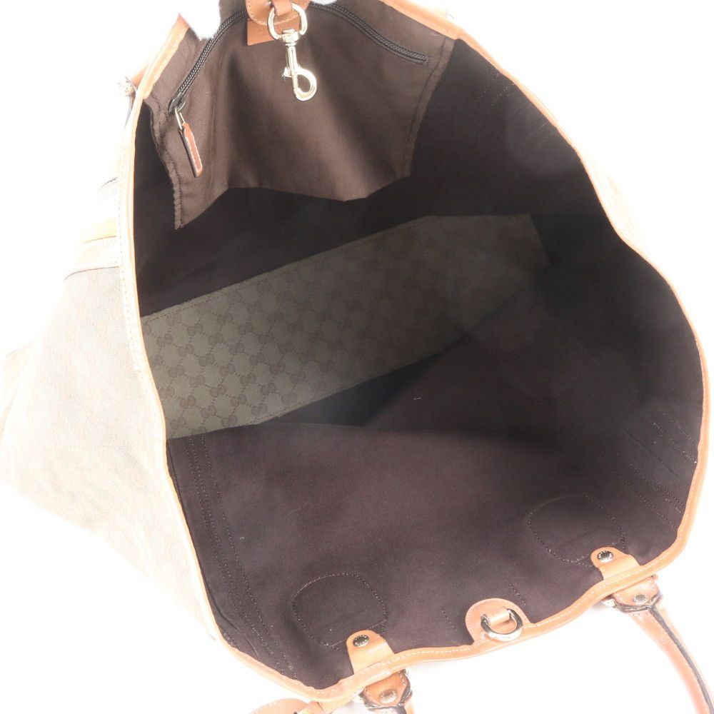 Gucci GG Canvas Leather Tote Bag Shoulder Business Document — view 7
