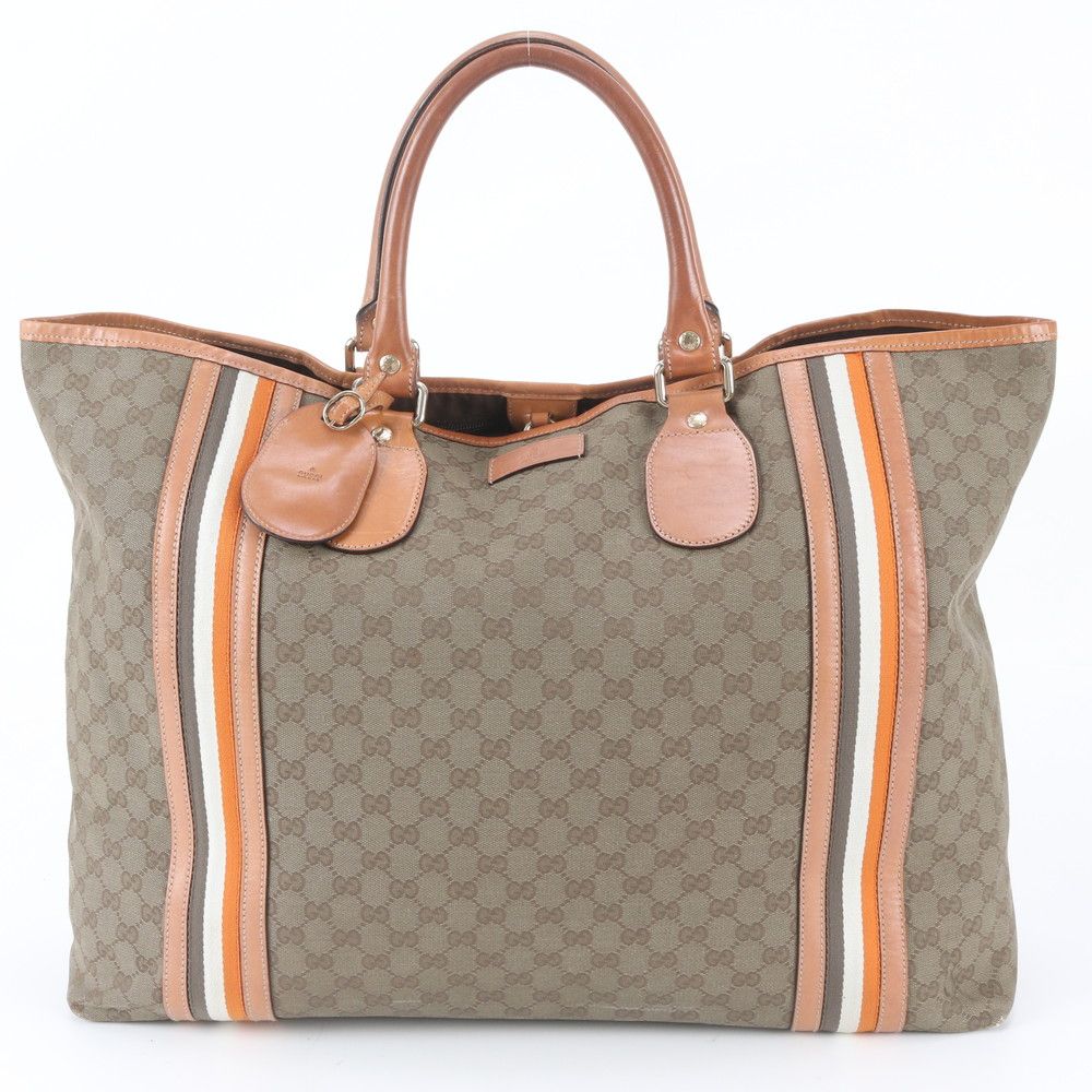 Gucci GG Canvas Leather Tote Bag Shoulder Business Document