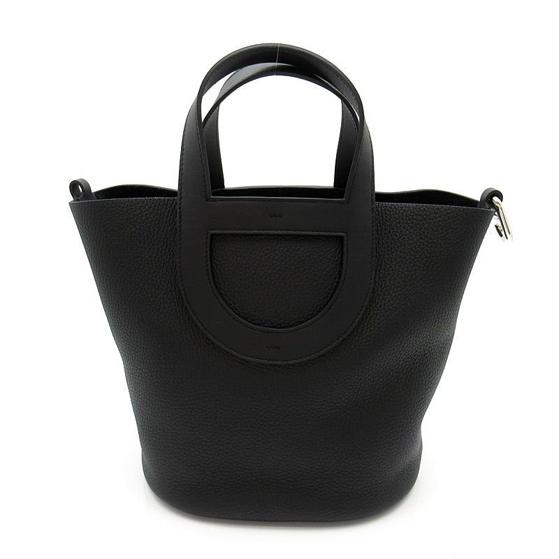 Hermes in the Loop 23 Taurillon Clemence Swift Handbag Black