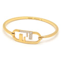 Fendi O'lock Bracelet M 15.5 Bangle Crystal Gold Polished Metal