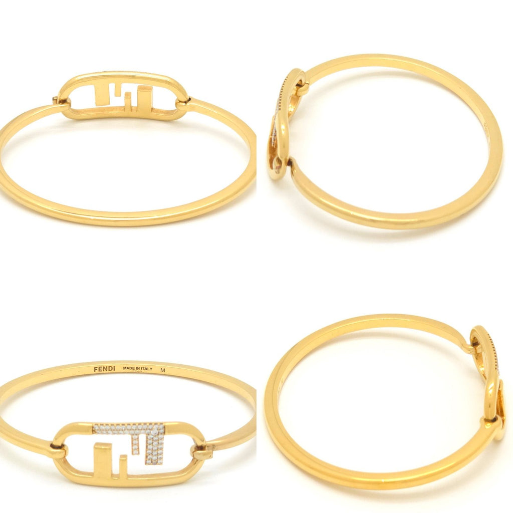 Fendi O'lock Bracelet M 15.5 Bangle Crystal Gold Polished Metal — view 4