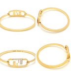 Fendi O'lock Bracelet M 15.5 Bangle Crystal Gold Polished Metal — view 4