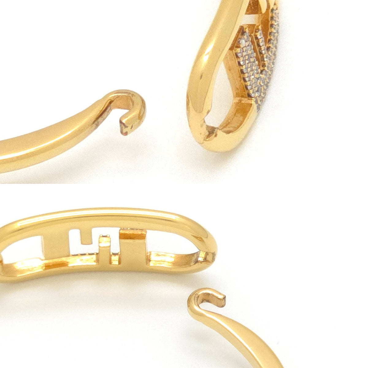 Fendi O'lock Bracelet M 15.5 Bangle Crystal Gold Polished Metal — view 7