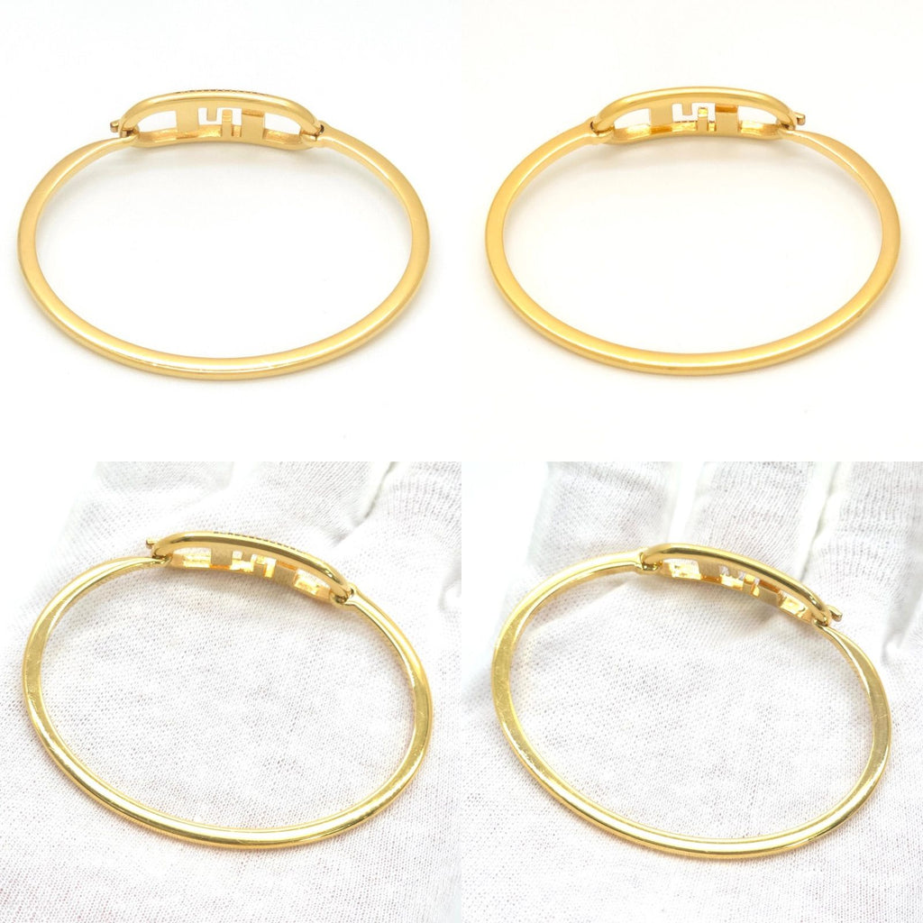 Fendi O'lock Bracelet M 15.5 Bangle Crystal Gold Polished Metal — view 5