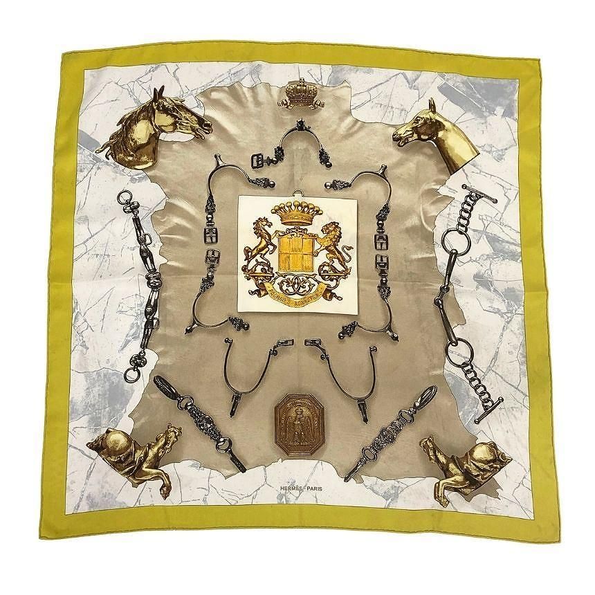 Hermes Carre 70 Scarf Parures Equestres Vintage Silk