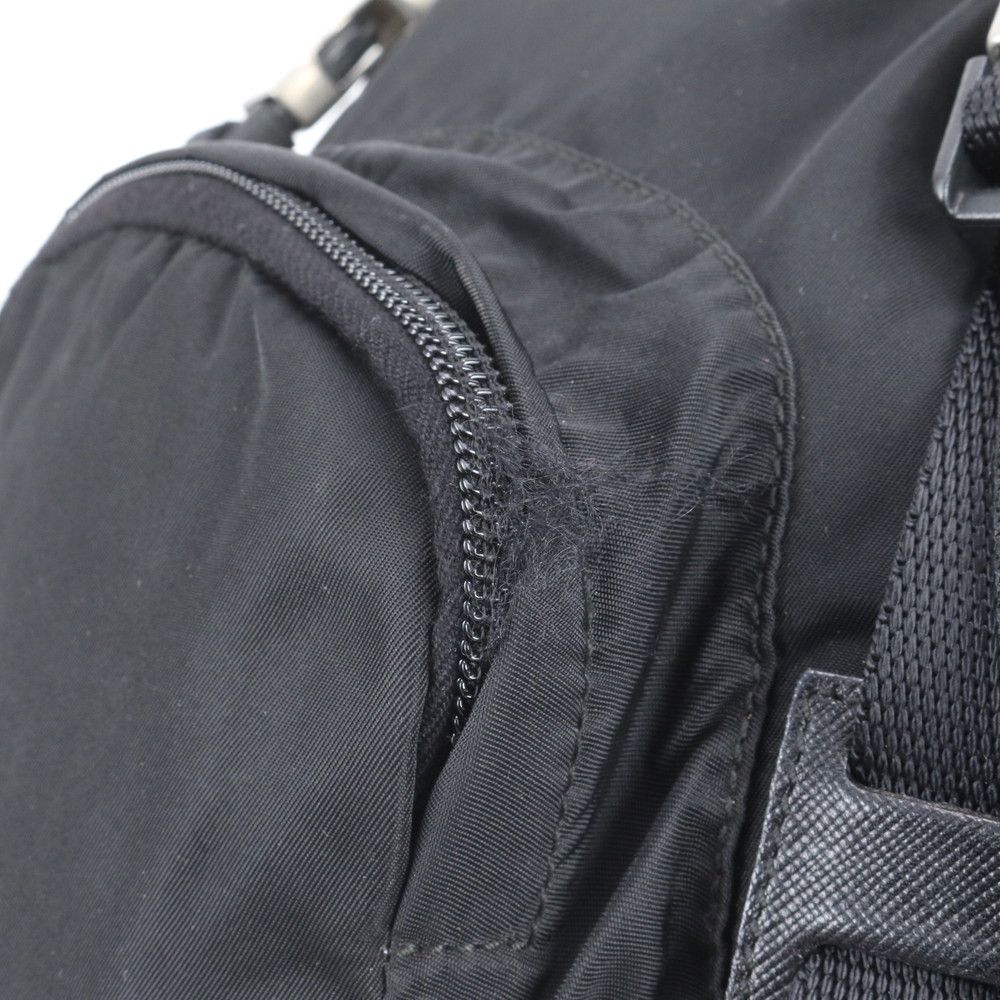 Prada Tessuto Nylon Triangle Logo Leather Backpack — view 8