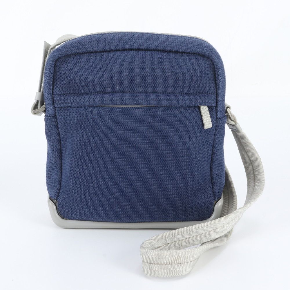 Prada Sports Mesh Leather Nylon Shoulder Bag Crossbody Messenger Navy