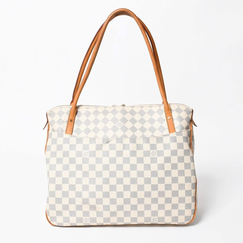 Louis Vuitton Figheri GM Tote Bag Damier Azur White Brown Gold — view 2