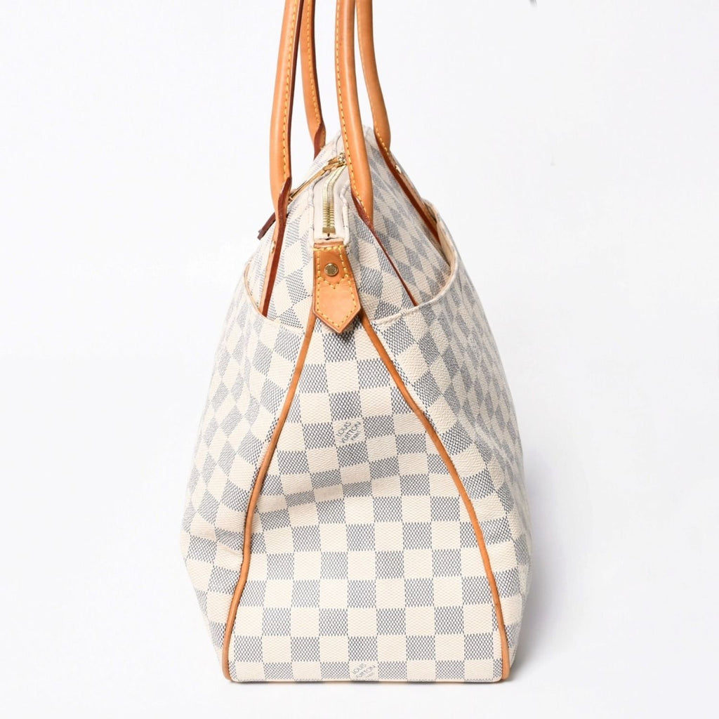 Louis Vuitton Figheri GM Tote Bag Damier Azur White Brown Gold — view 4