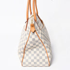 Louis Vuitton Figheri GM Tote Bag Damier Azur White Brown Gold — view 4
