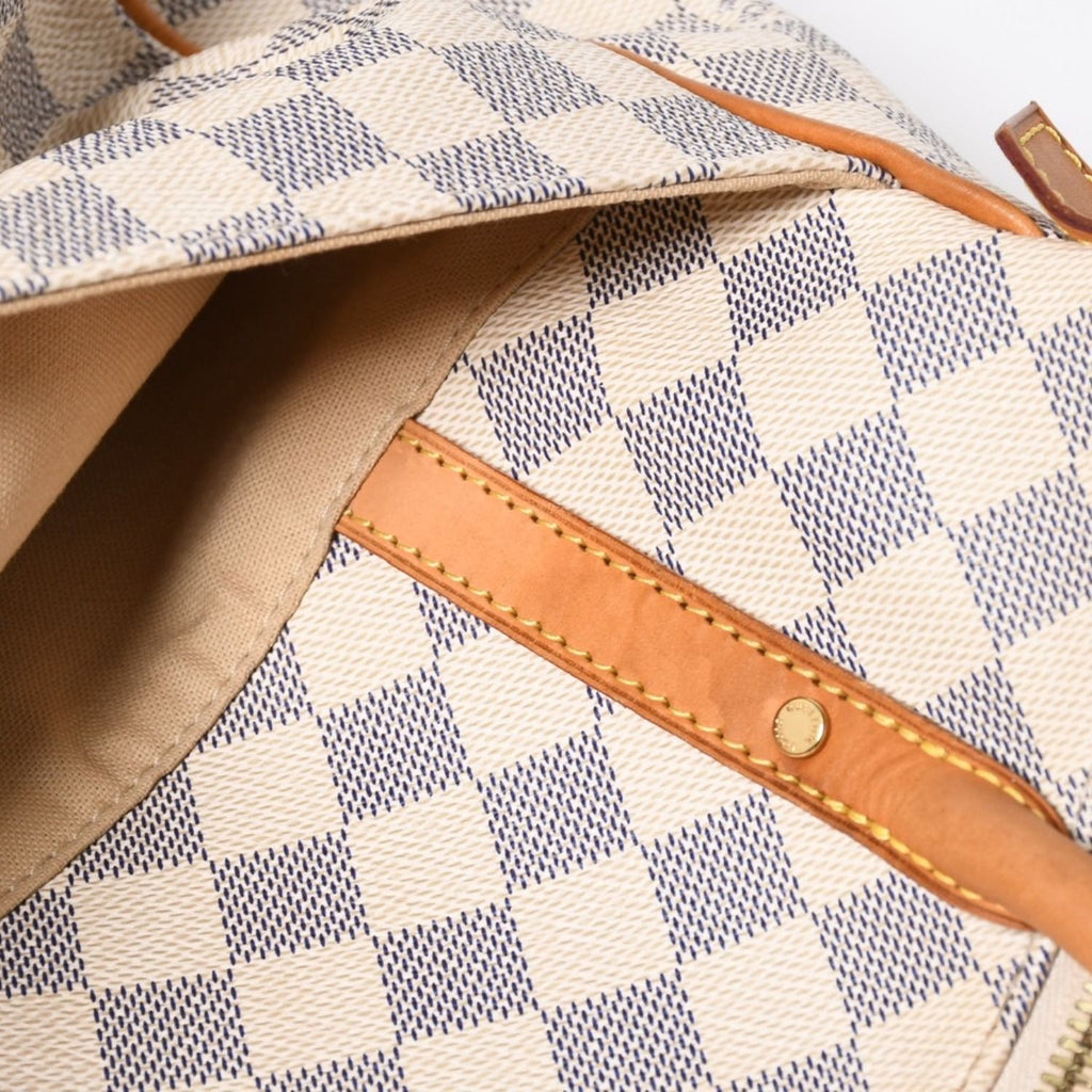 Louis Vuitton Figheri GM Tote Bag Damier Azur White Brown Gold — view 8