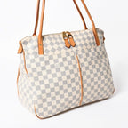 Louis Vuitton Figheri GM Tote Bag Damier Azur White Brown Gold — view 3