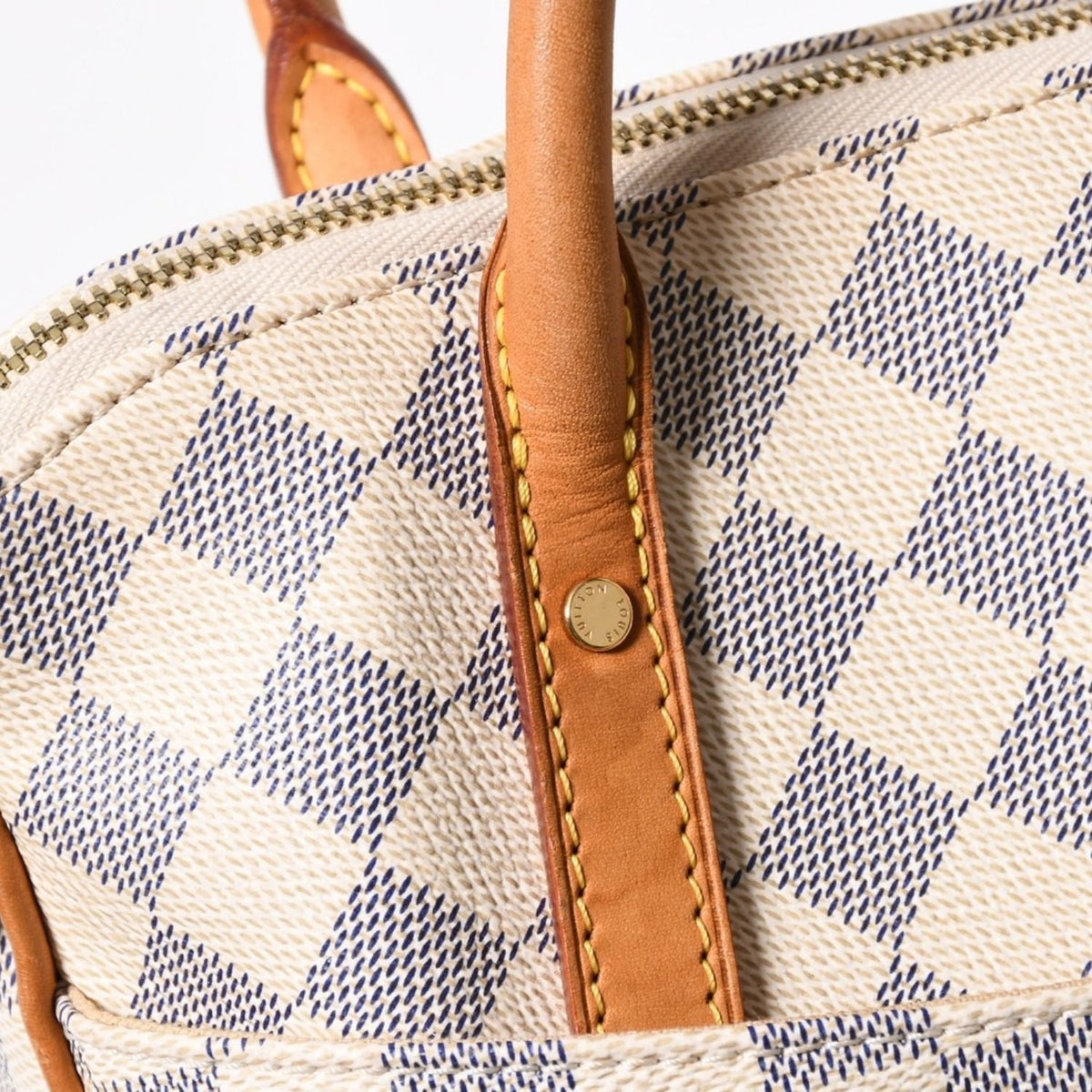 Louis Vuitton Figheri GM Tote Bag Damier Azur White Brown Gold — view 7