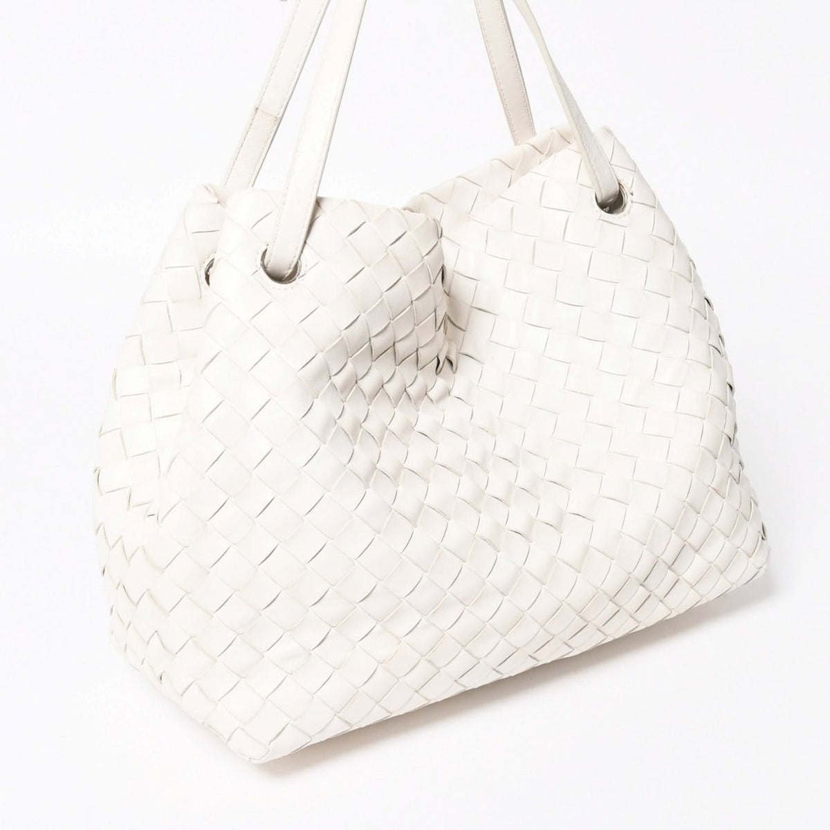 Bottega Veneta Handbag Intrecciato White Gold Leather — view 3