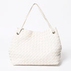 Bottega Veneta Handbag Intrecciato White Gold Leather