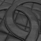 Chanel Tote Reissue Caviar Leather Black Silver CC Logo Shoulder Bag — view 6