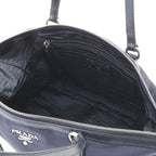 Prada 2-Way Bag Navy Nylon Leather Shoulder — view 6