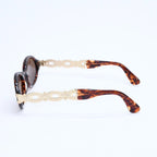 Fendi Oval Round Shape Sunglasses Tortoiseshell Pattern Brown Eyewear Gold — view 5