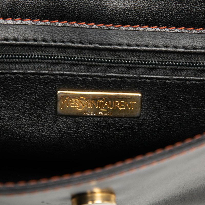 Saint Laurent Cut Shoulder Bag Black Orange Leather — view 8