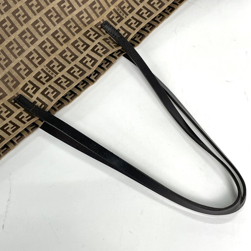 Fendi Tote Zucchino Pattern Shoulder Bag Canvas Brown — view 5
