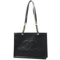 Chanel Tote Bag CC Logo Caviar Leather Black