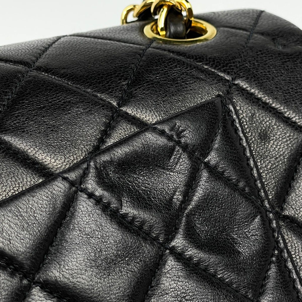 Chanel Shoulder Bag Quilted Double Flap CC Logo Leather Black — view 4