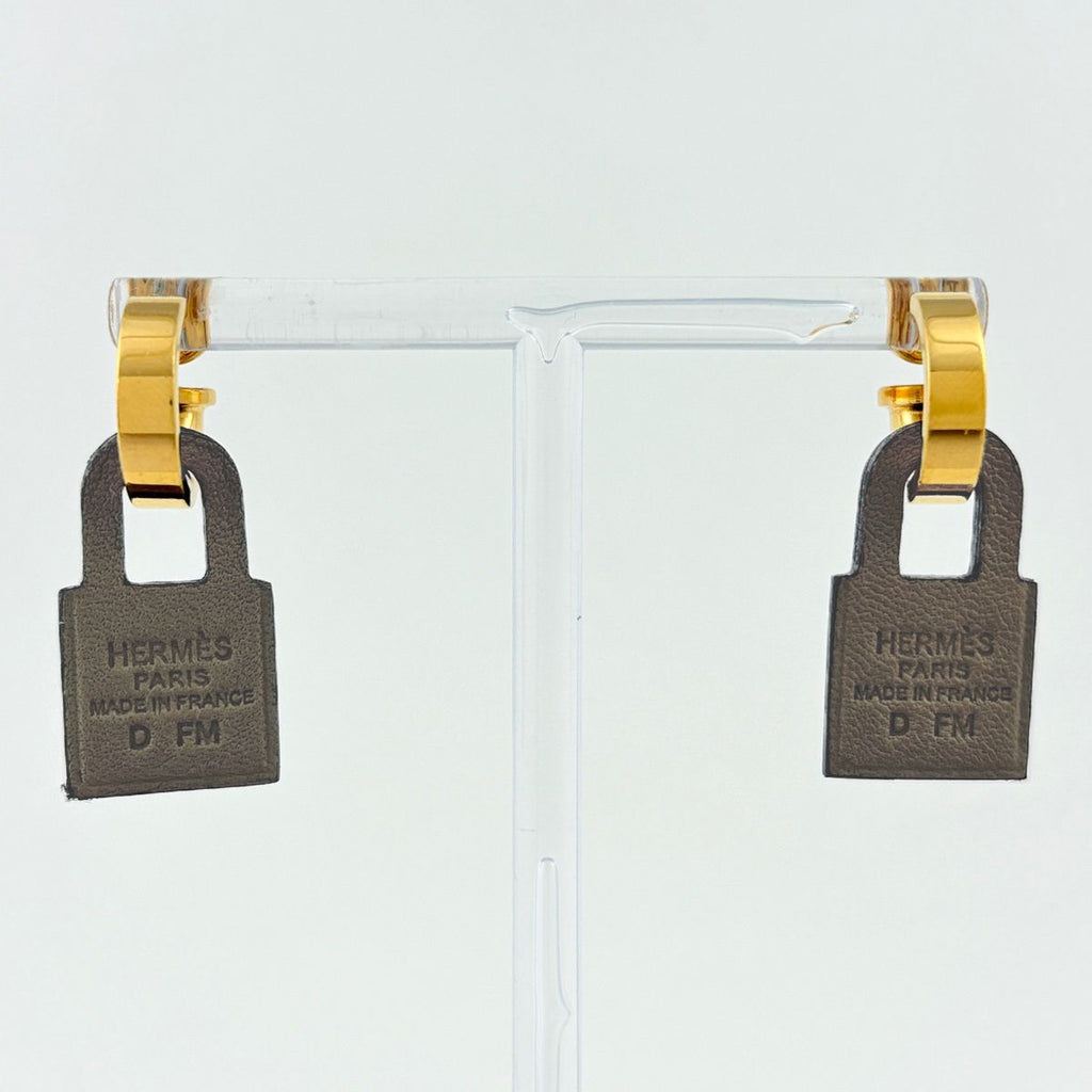 Hermes Earrings O'Kelly Leather Gold — view 4