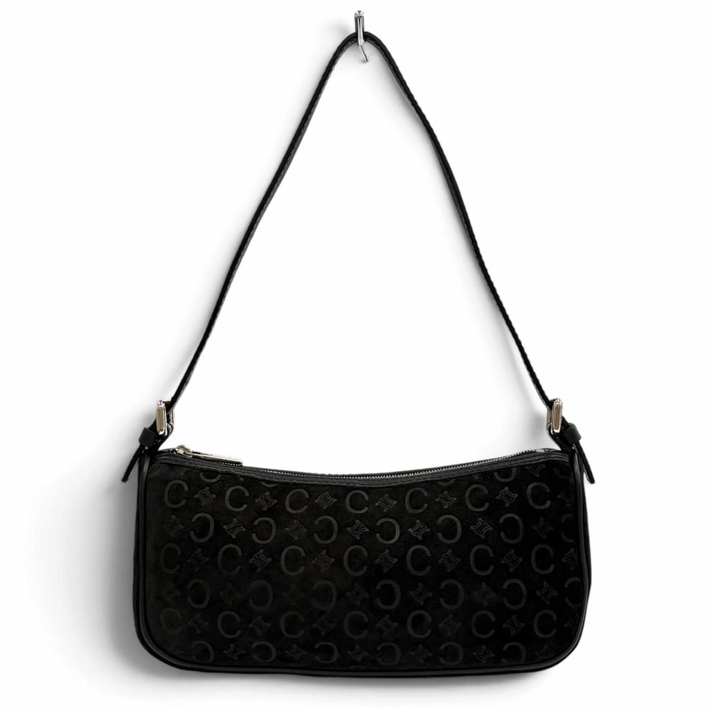 Celine Vintage Macadam Leather Suede Pouch Black